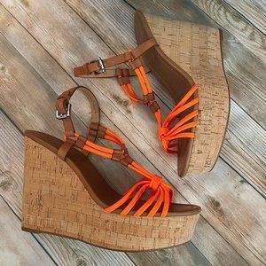 Coach Shoes| Georgiana |Cork Wedge Bright Orange